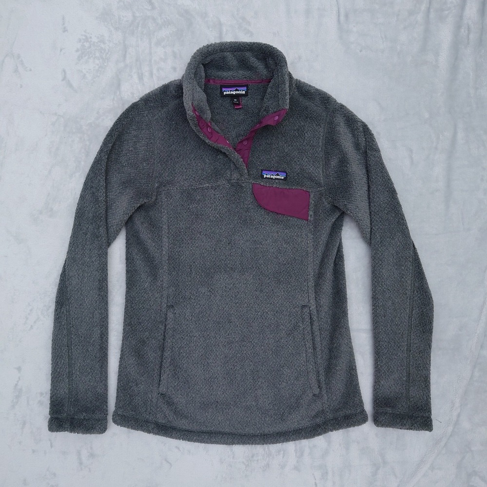 Patagonia Re-Tool Snap-T Fleece Pullover Womens XS Gray Magenta 25443